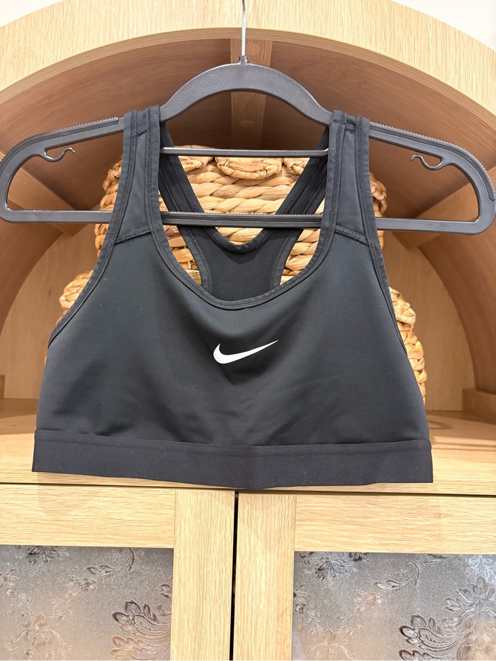 Nike Black Racerback Sports Bra with White Swoosh
